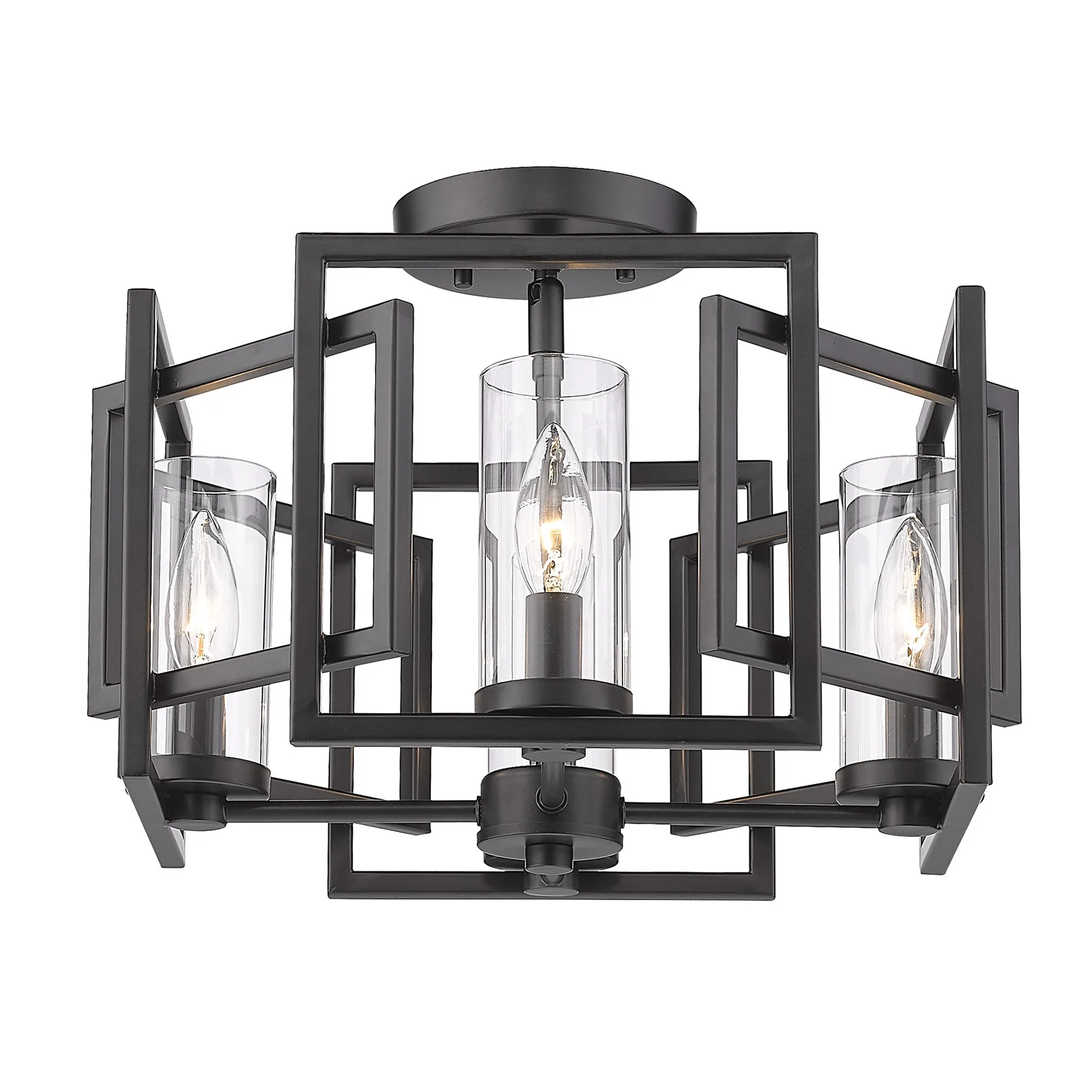 Golden Lighting Marco 4-Light Flush Mount in Matte Black