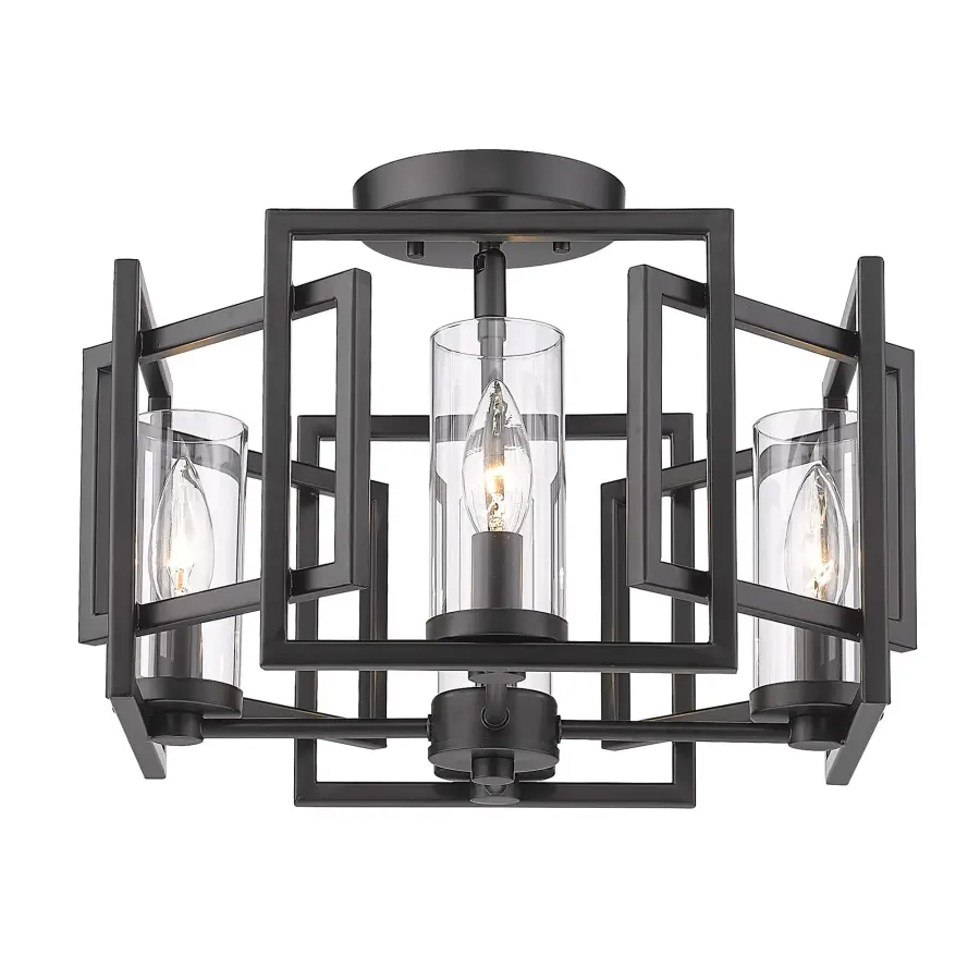 Golden Lighting Marco 4-Light Flush Mount in Matte Black - Image 1