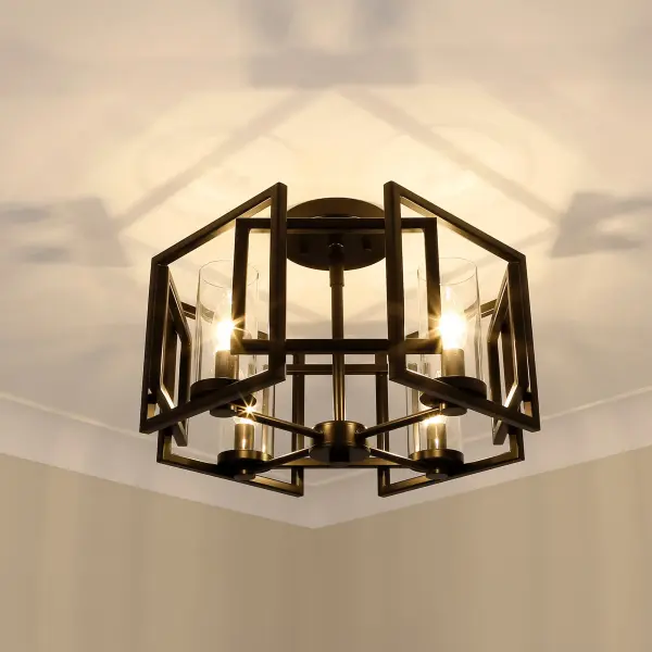 Golden Lighting Marco 4-Light Flush Mount in Matte Black - Image 5