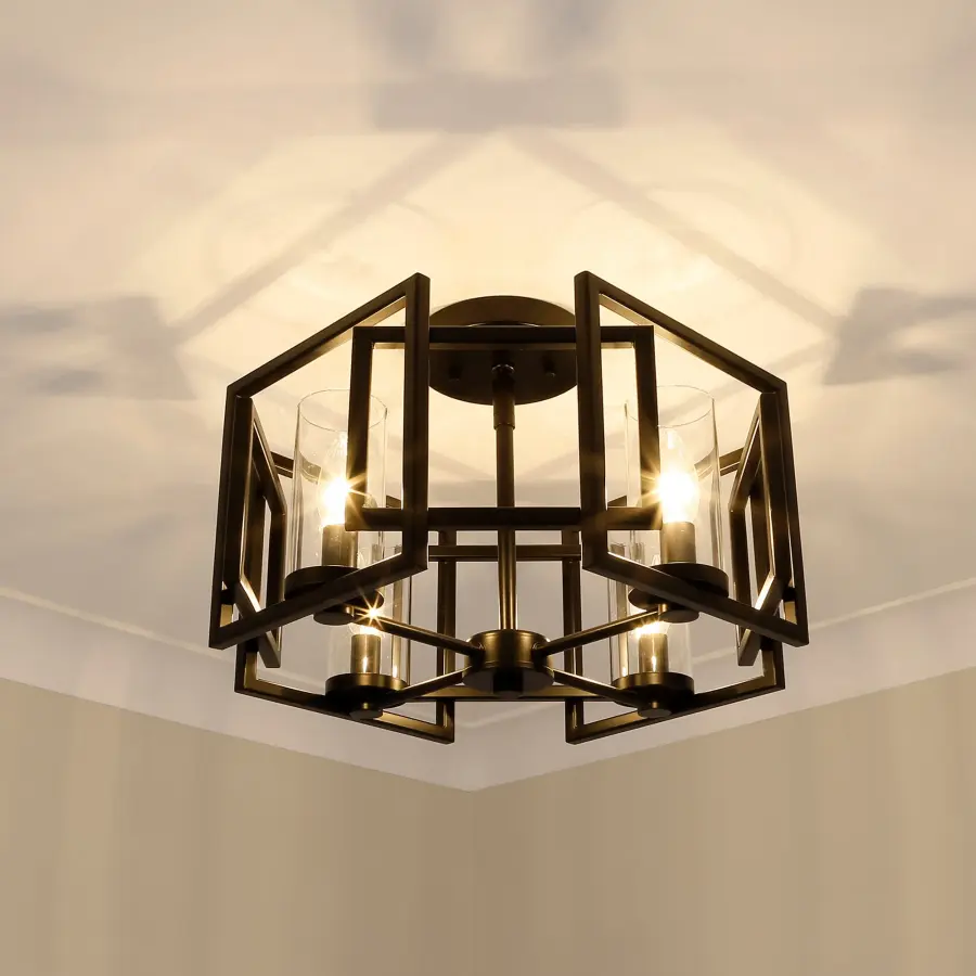 Golden Lighting Marco 4-Light Flush Mount in Matte Black - Image 5