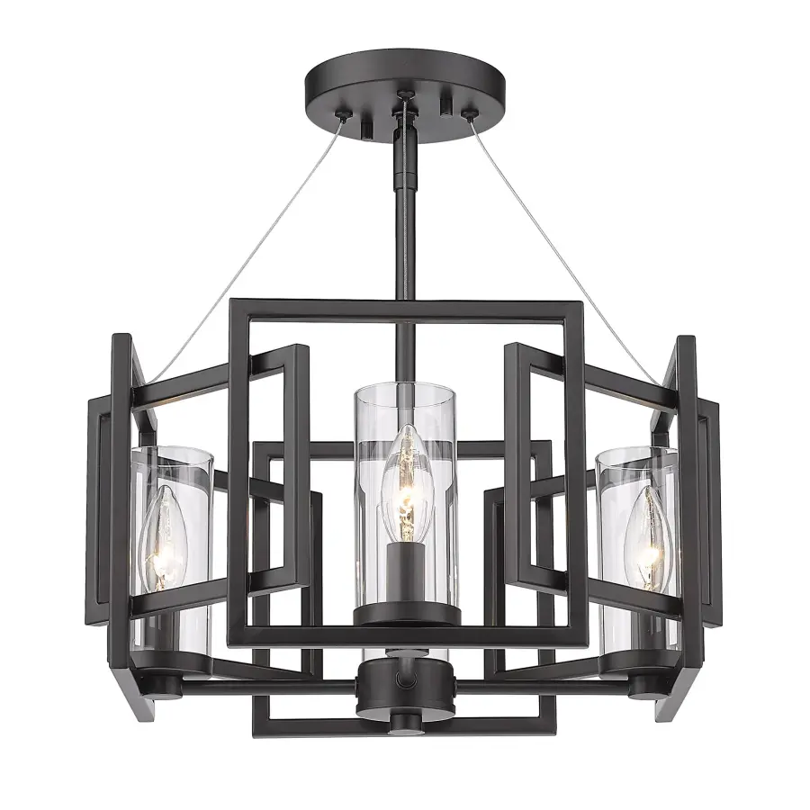 Golden Lighting Marco 4-Light Semi-Flush Mount in Matte Black - Image 1