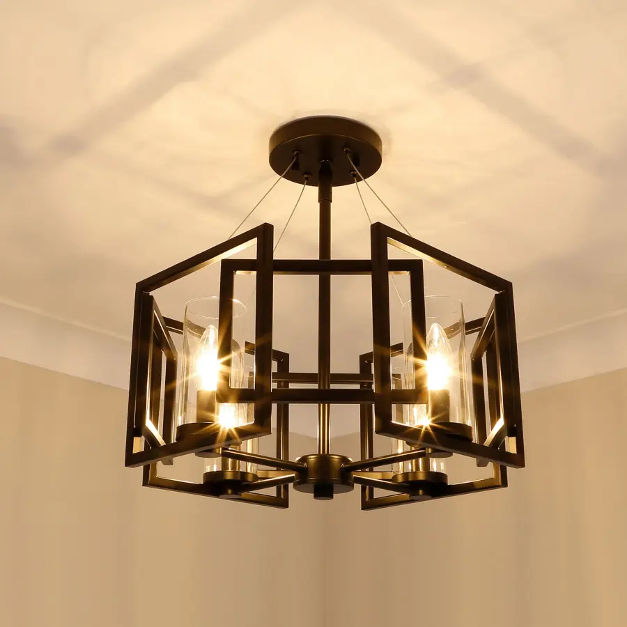 Golden Lighting Marco 4-Light Semi-Flush Mount in Matte Black - Image 3