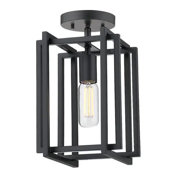 Golden Lighting Tribeca 1-Light Semi-Flush Mount in Matte Black - Image 1