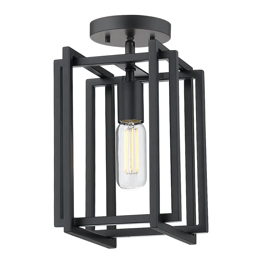 Golden Lighting Tribeca 1-Light Semi-Flush Mount in Matte Black - Image 1