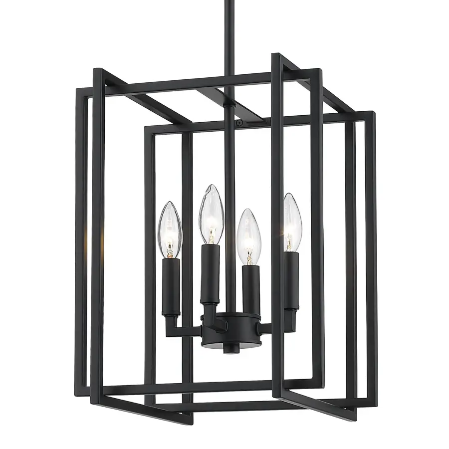 Golden Lighting Tribeca 4-Light Pendant in Matte Black - Image 1