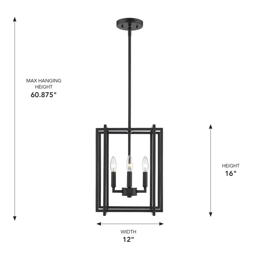 Golden Lighting Tribeca 4-Light Pendant in Matte Black - Image 3