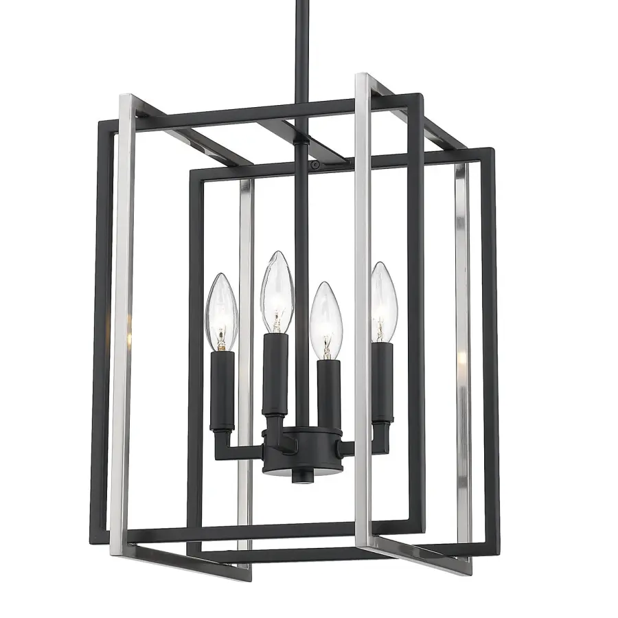 Golden Lighting Tribeca 4-Light Pendant in Matte Black and Pewter - Image 1