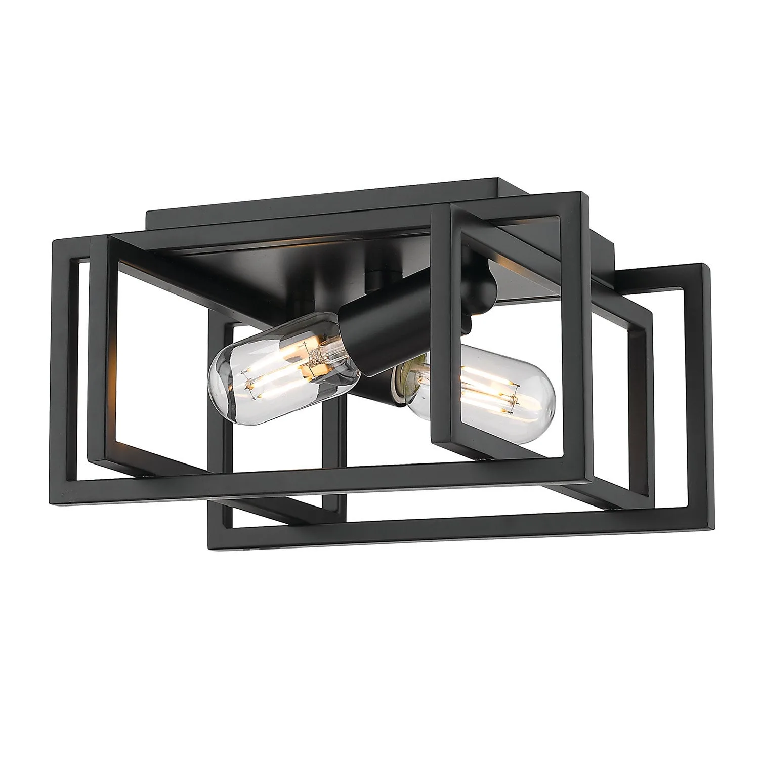 Golden Lighting Tribeca 2-Light Flush Mount in Matte Black