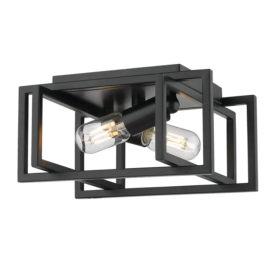 Golden Lighting Tribeca 2-Light Flush Mount in Matte Black - Image 1