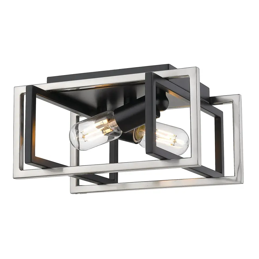 Golden Lighting Tribeca 2-Light Flush Mount in Matte Black and Pewter - Image 1