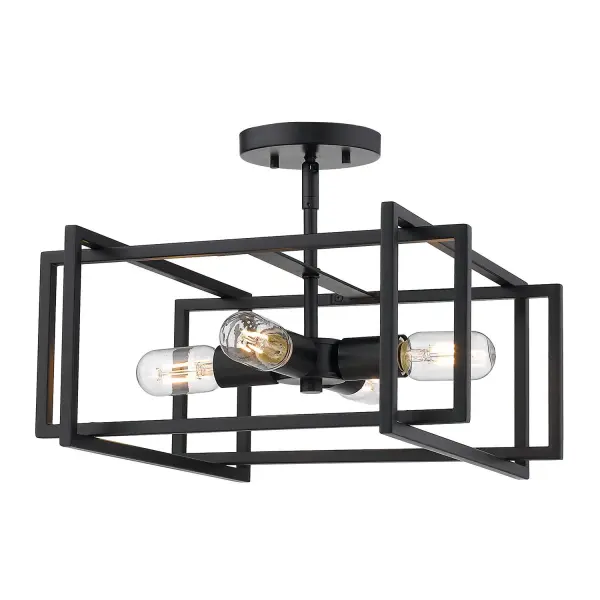 Golden Lighting Tribeca 4-Light Semi-Flush Mount in Matte Black - Image 1