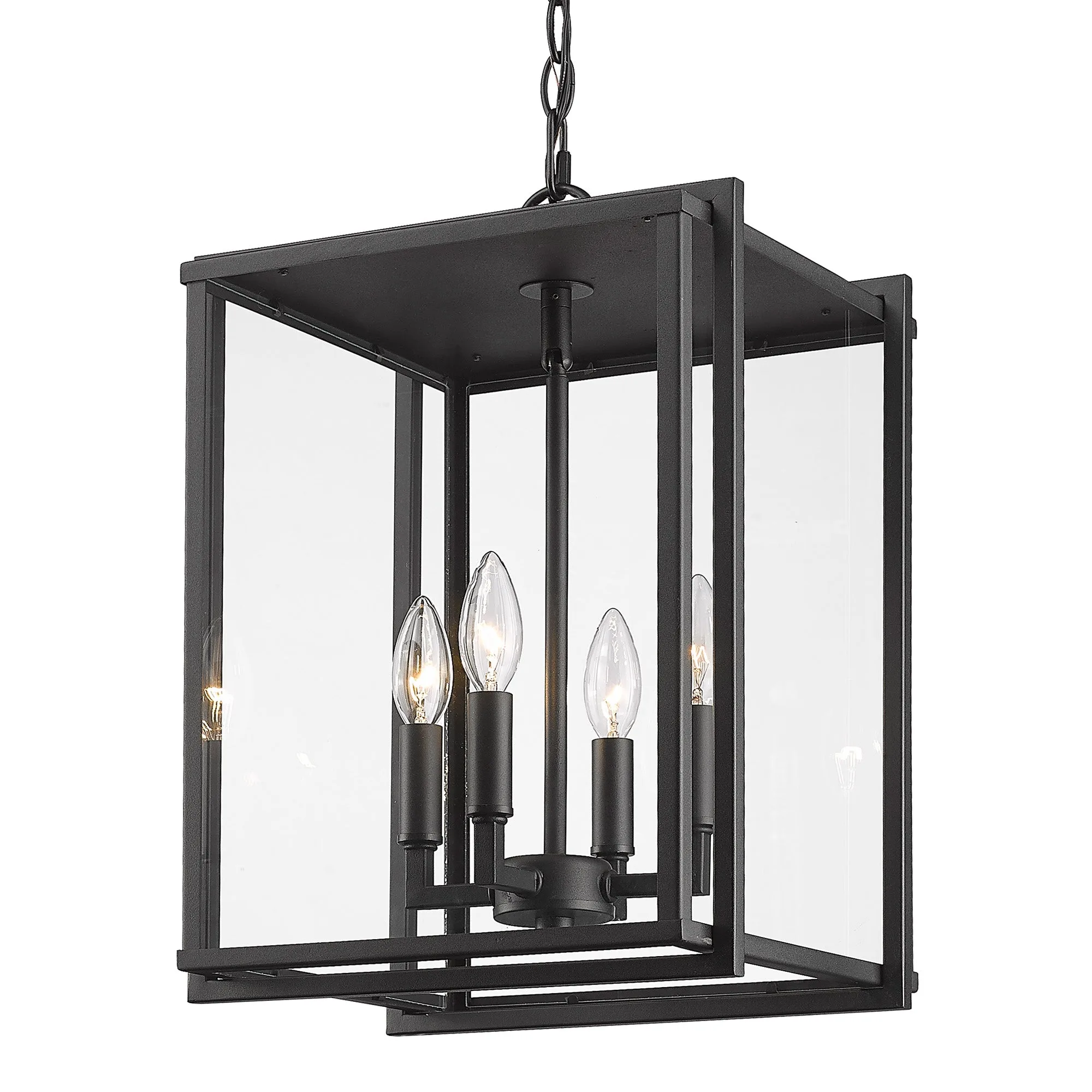 Tribeca Four Light Outdoor Pendant in Natural Black