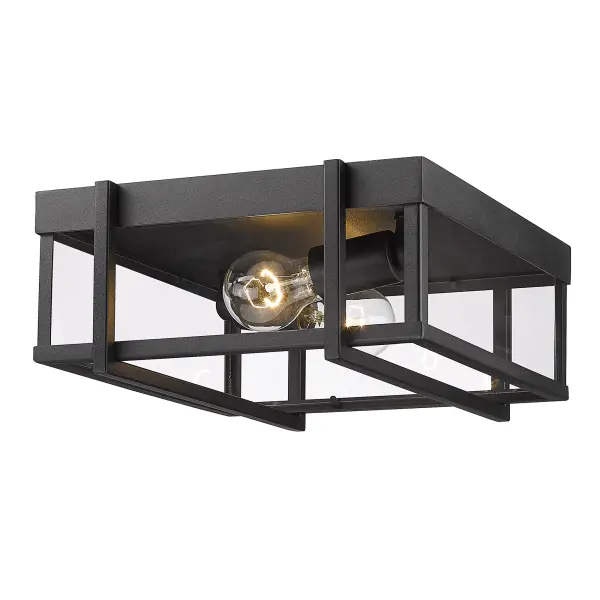 The Golden Lighting Tribeca 2-Light Outdoor Ceiling Light combines classic styling with practical durability. Its natural black frame and clear glass shade deliver brilliant illumination while withstanding outdoor elements.