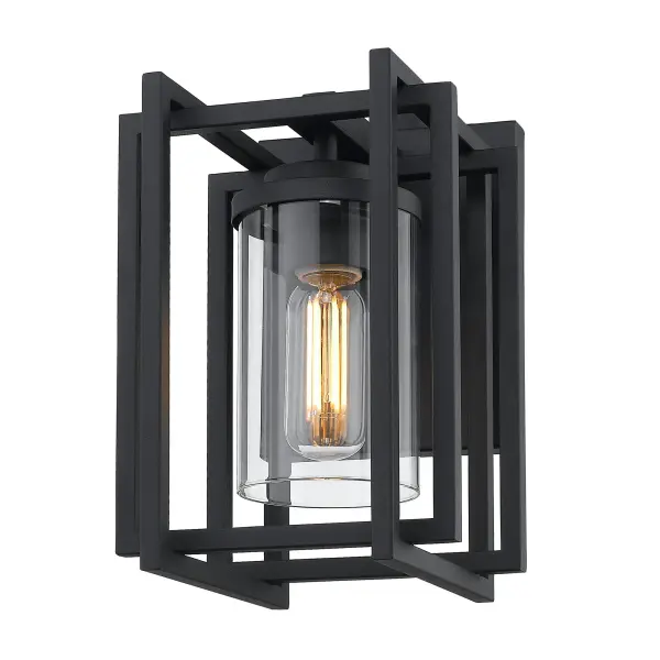 The Golden Lighting Tribeca outdoor wall sconce combines sophisticated styling with practical durability. Its clear glass shade beautifully showcases bulb design while the Natural Black finish adds subtle elegance to any exterior.