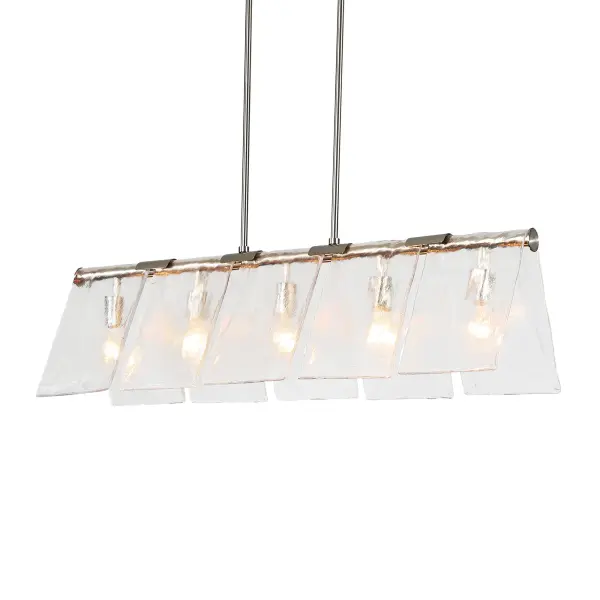 The Golden Lighting Serenity brings sophisticated transitional style to kitchen islands and dining areas. Its hammered water glass shades create beautiful light refraction while the pewter finish adds warmth and versatility to both classic and contemporary spaces.
