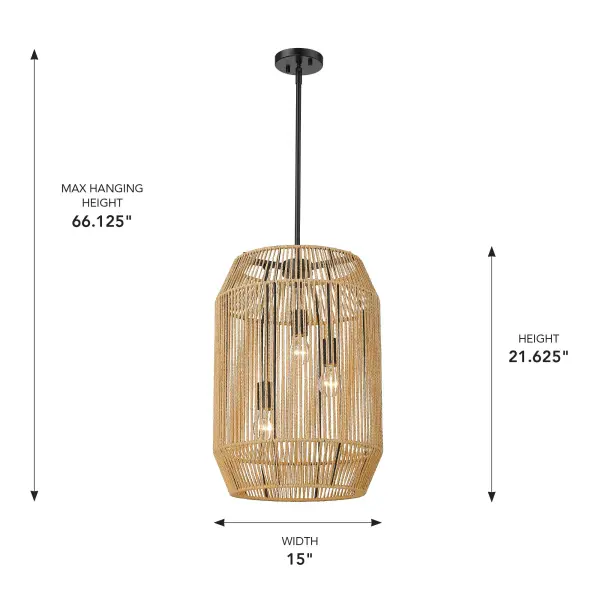 Golden Lighting Marlee 3-Light Pendant in Matte Black - Image 5