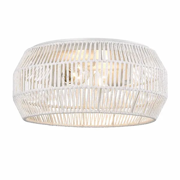 The Marlee flush mount brings organic texture and breezy coastal style to compact spaces. Its bleached rope shade and matte white finish create a sophisticated, natural aesthetic perfect for low-ceiling areas.