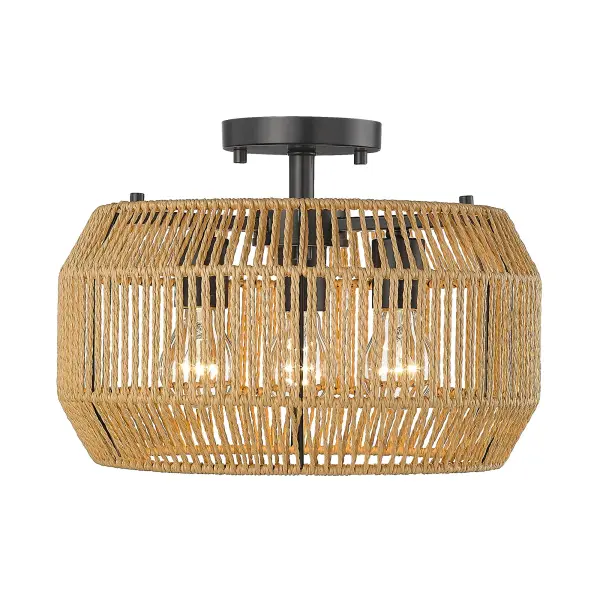 Golden Lighting Marlee 3-Light Semi-Flush Mount in Matte Black - Image 1