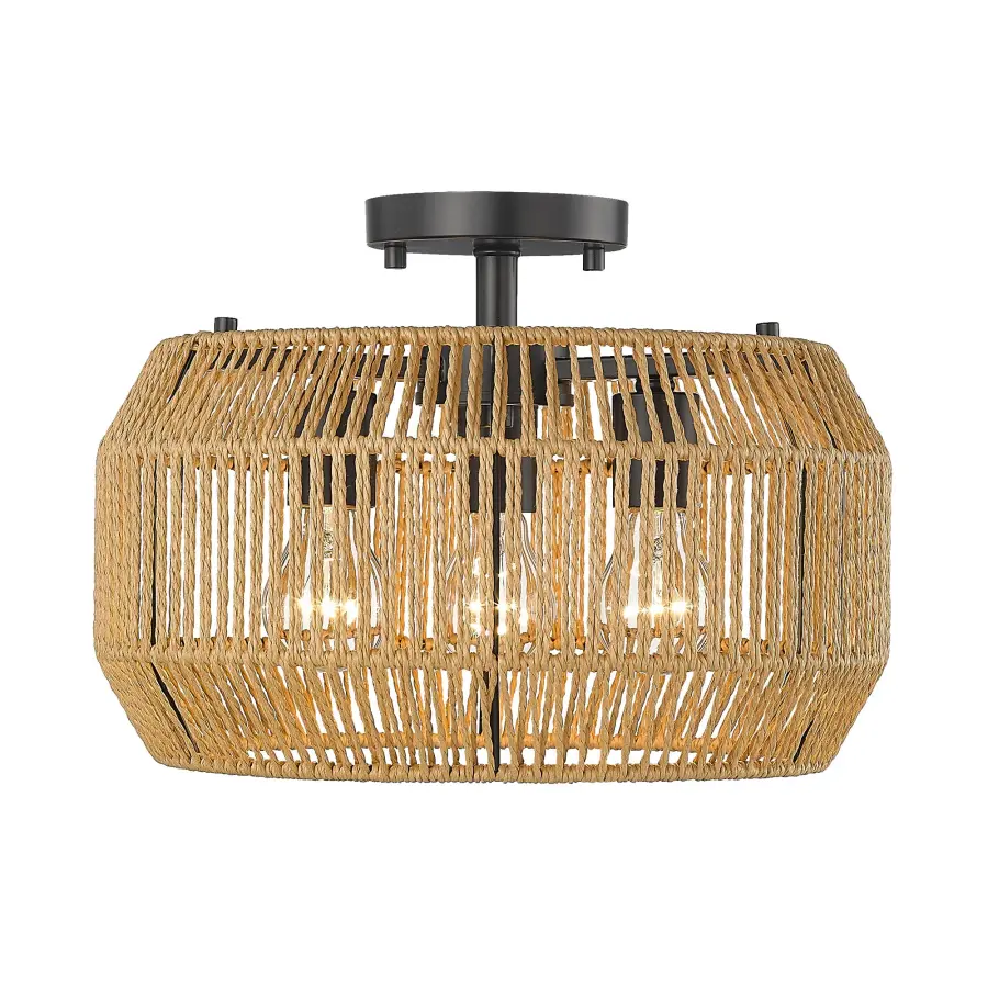 Golden Lighting Marlee 3-Light Semi-Flush Mount in Matte Black - Image 1