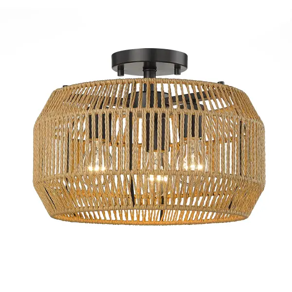 Golden Lighting Marlee 3-Light Semi-Flush Mount in Matte Black - Image 2