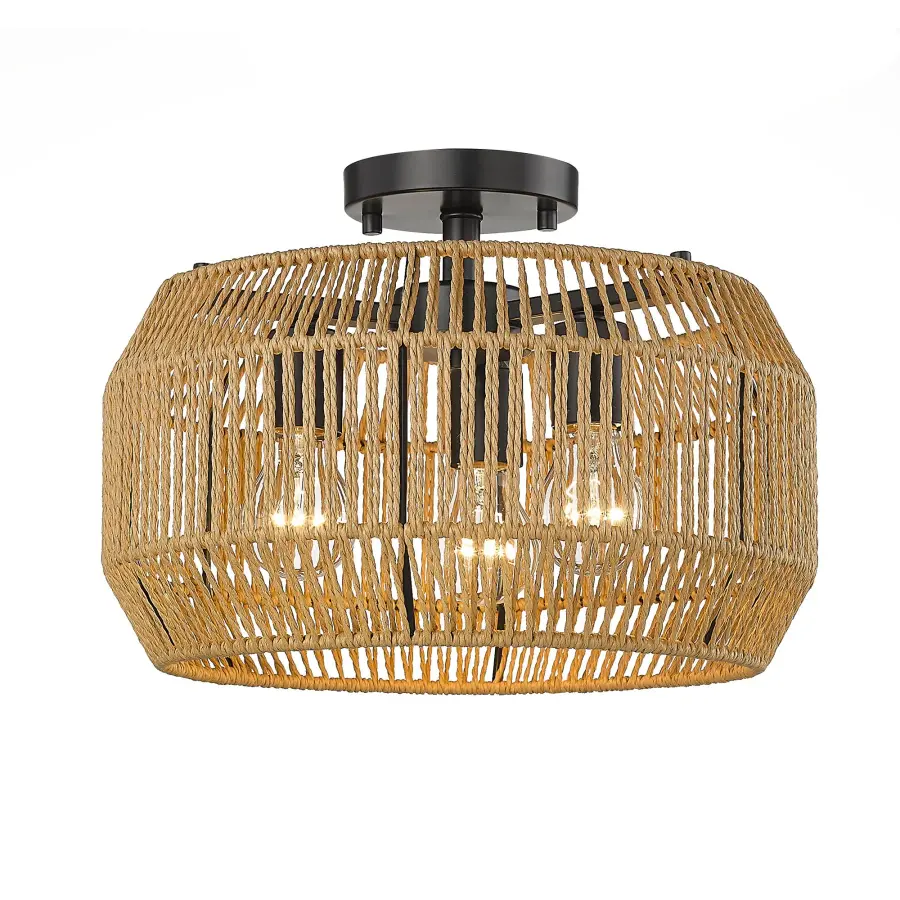 Golden Lighting Marlee 3-Light Semi-Flush Mount in Matte Black - Image 2