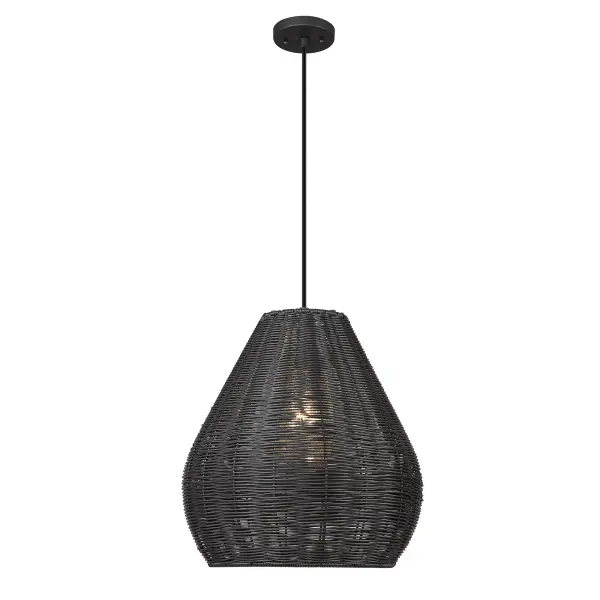 Melany One Light Outdoor Pendant in Natural Black - Image 4