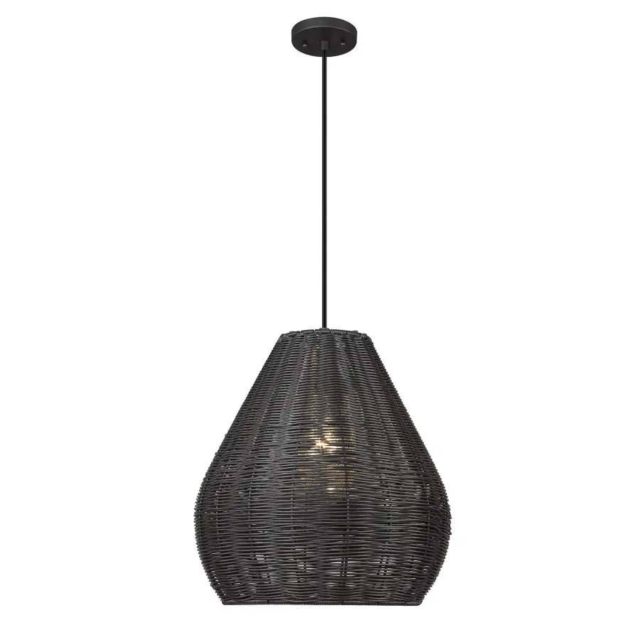 Melany One Light Outdoor Pendant in Natural Black - Image 4