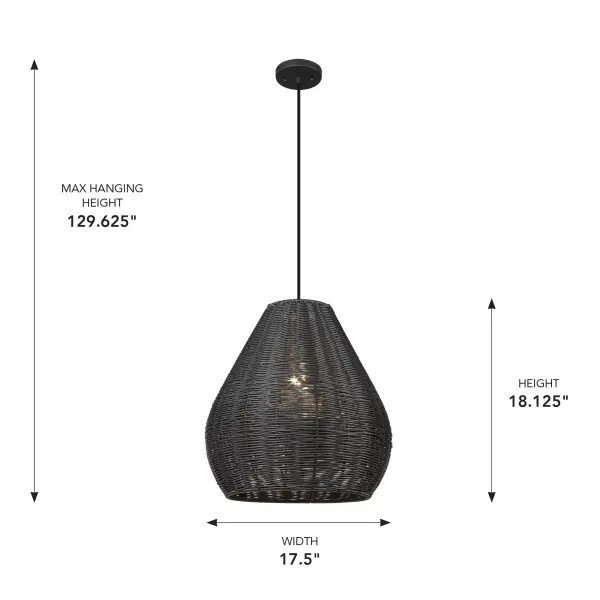 Melany One Light Outdoor Pendant in Natural Black - Image 7