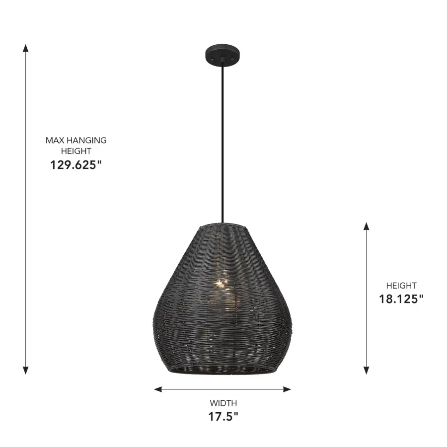 Melany One Light Outdoor Pendant in Natural Black - Image 7