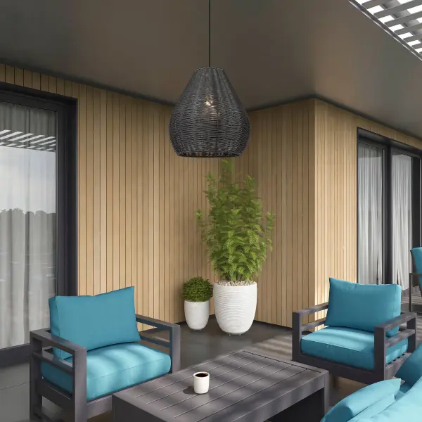 Melany One Light Outdoor Pendant in Natural Black - Image 8