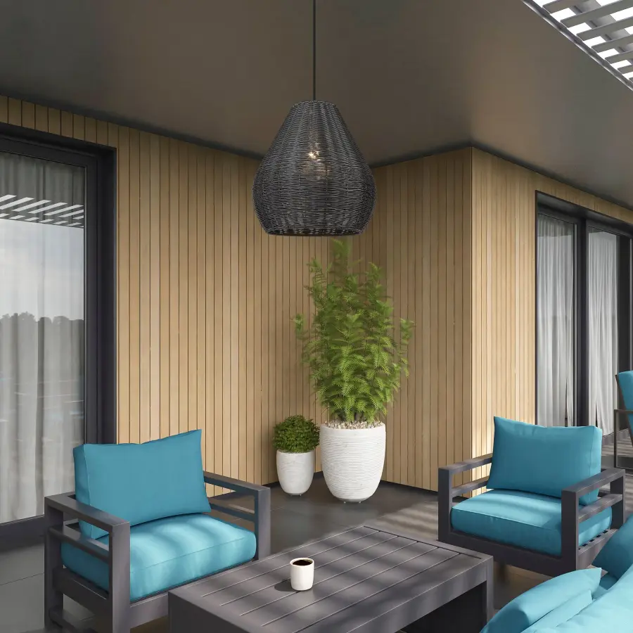 Melany One Light Outdoor Pendant in Natural Black - Image 8