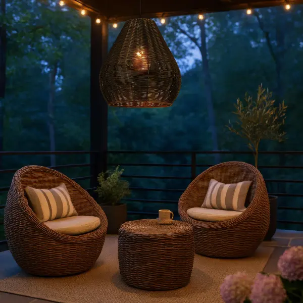 Melany One Light Outdoor Pendant in Natural Black - Image 9
