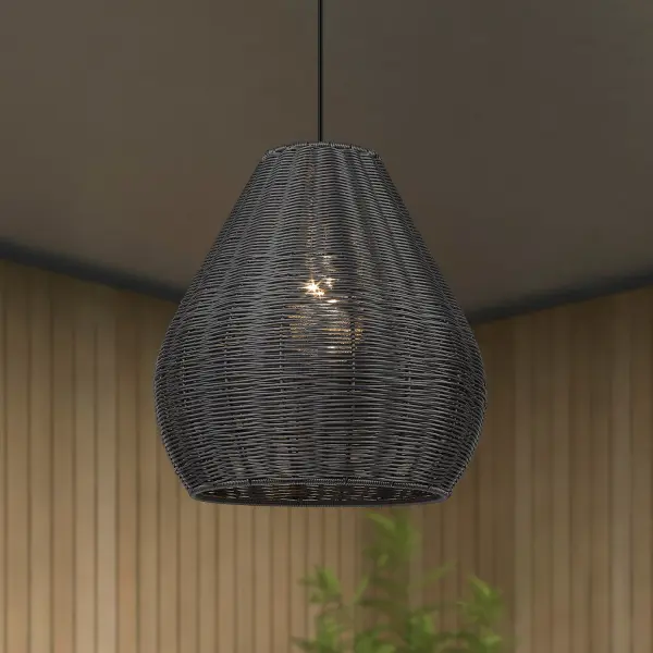 Melany One Light Outdoor Pendant in Natural Black - Image 10