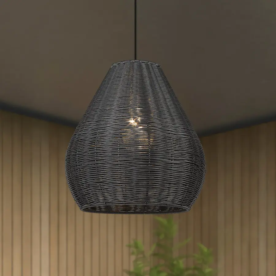 Melany One Light Outdoor Pendant in Natural Black - Image 10