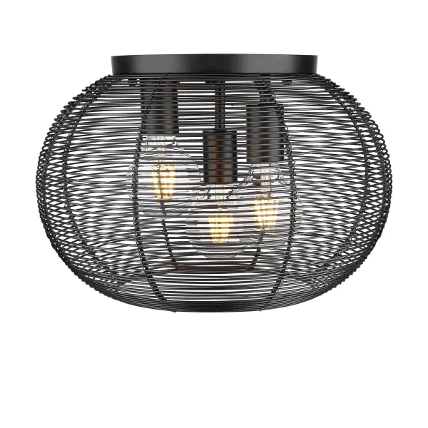 Golden Lighting Calypso 3-Light Flush Mount in Matte Black - Image 1