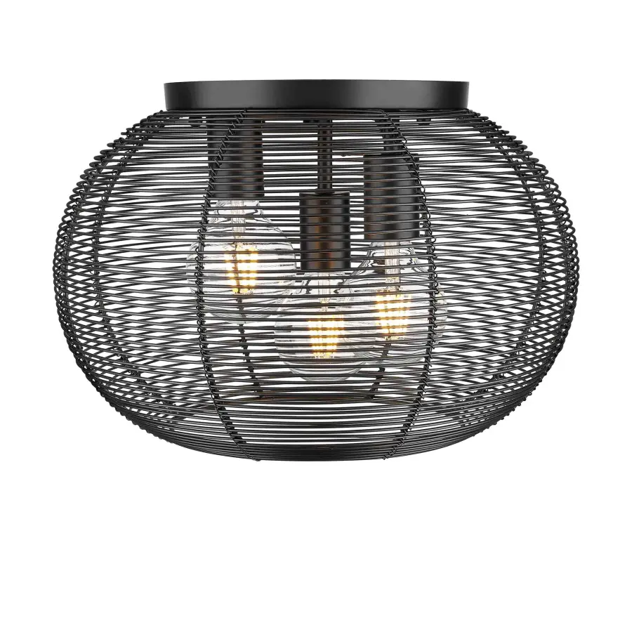 Golden Lighting Calypso 3-Light Flush Mount in Matte Black - Image 1