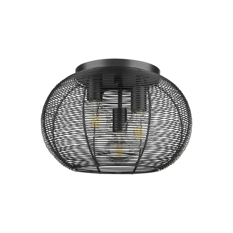 Golden Lighting Calypso 3-Light Flush Mount in Matte Black - Image 2