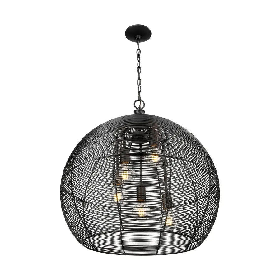 Golden Lighting Calypso 5-Light Pendant in Matte Black - Image 3