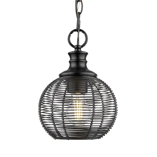 Golden Lighting Calypso 1-Light Pendant in Matte Black - Image 1