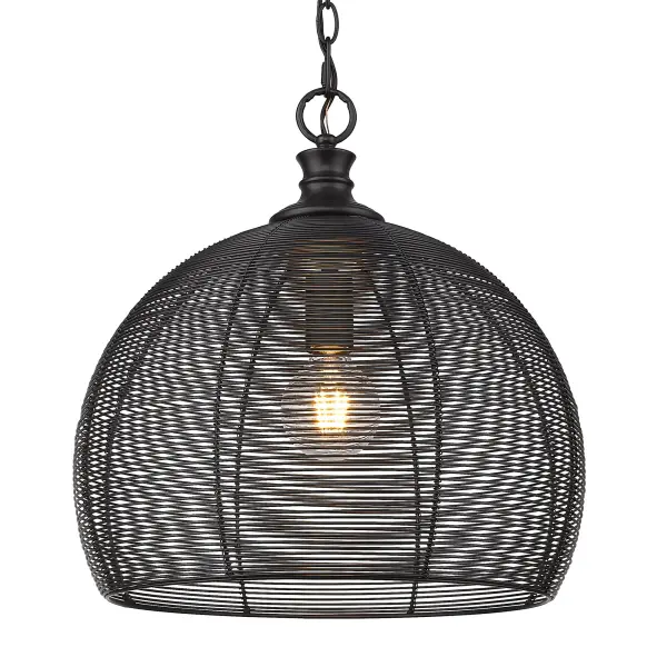 Golden Lighting Calypso 1-Light Pendant in Matte Black - Image 1
