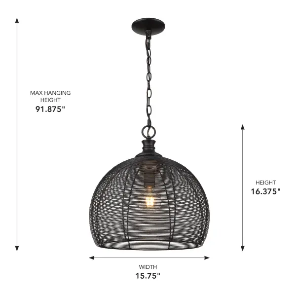 Golden Lighting Calypso 1-Light Pendant in Matte Black - Image 5