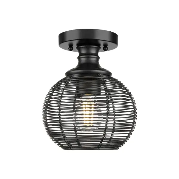 Golden Lighting Calypso 1-Light Semi-Flush Mount in Matte Black - Image 1