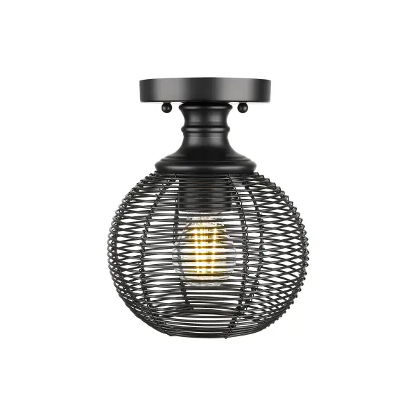 Golden Lighting Calypso 1-Light Semi-Flush Mount in Matte Black - Image 2
