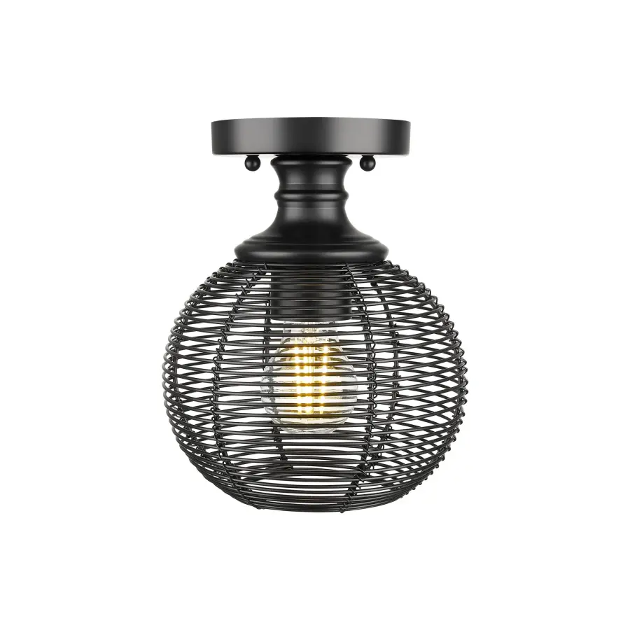 Golden Lighting Calypso 1-Light Semi-Flush Mount in Matte Black - Image 3