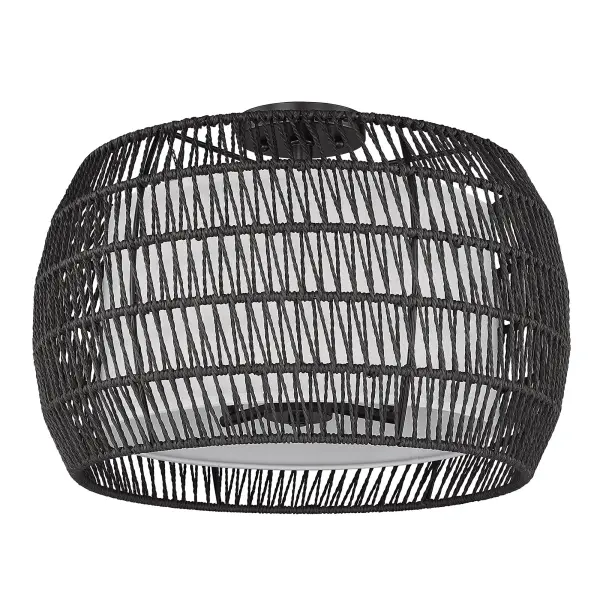 Golden Lighting Everly 4-Light Semi-Flush Mount in Matte Black with Modern Black Rattan Shade - Image 3