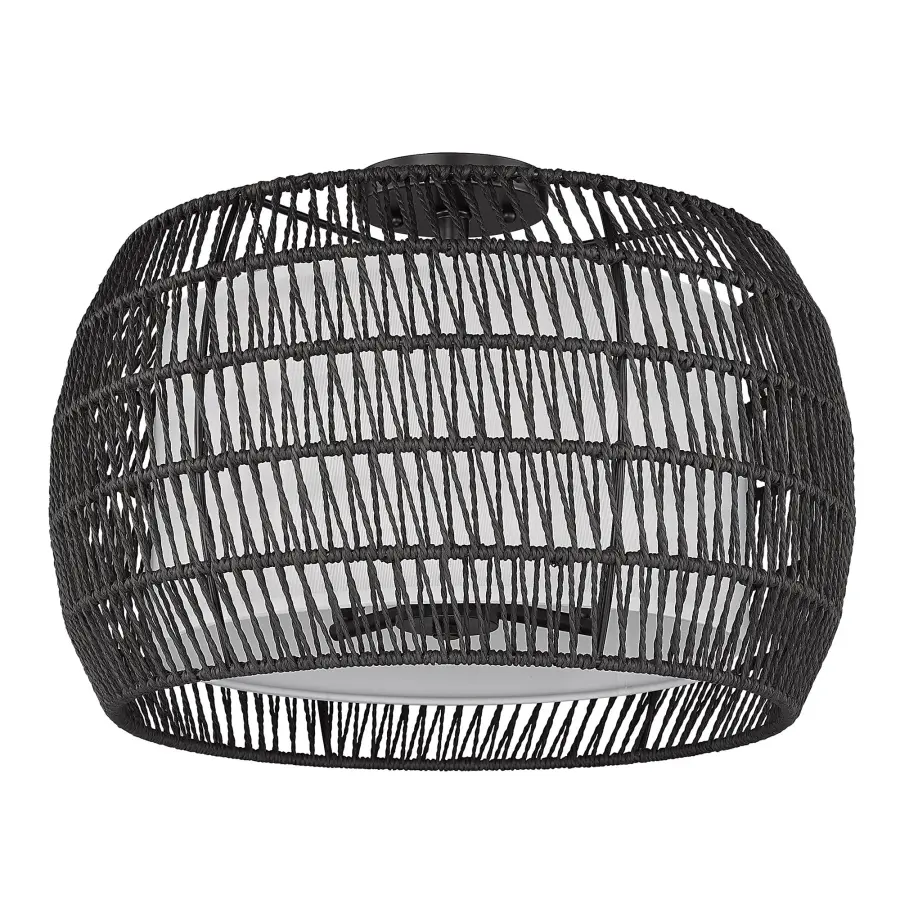 Golden Lighting Everly 4-Light Semi-Flush Mount in Matte Black with Modern Black Rattan Shade - Image 3