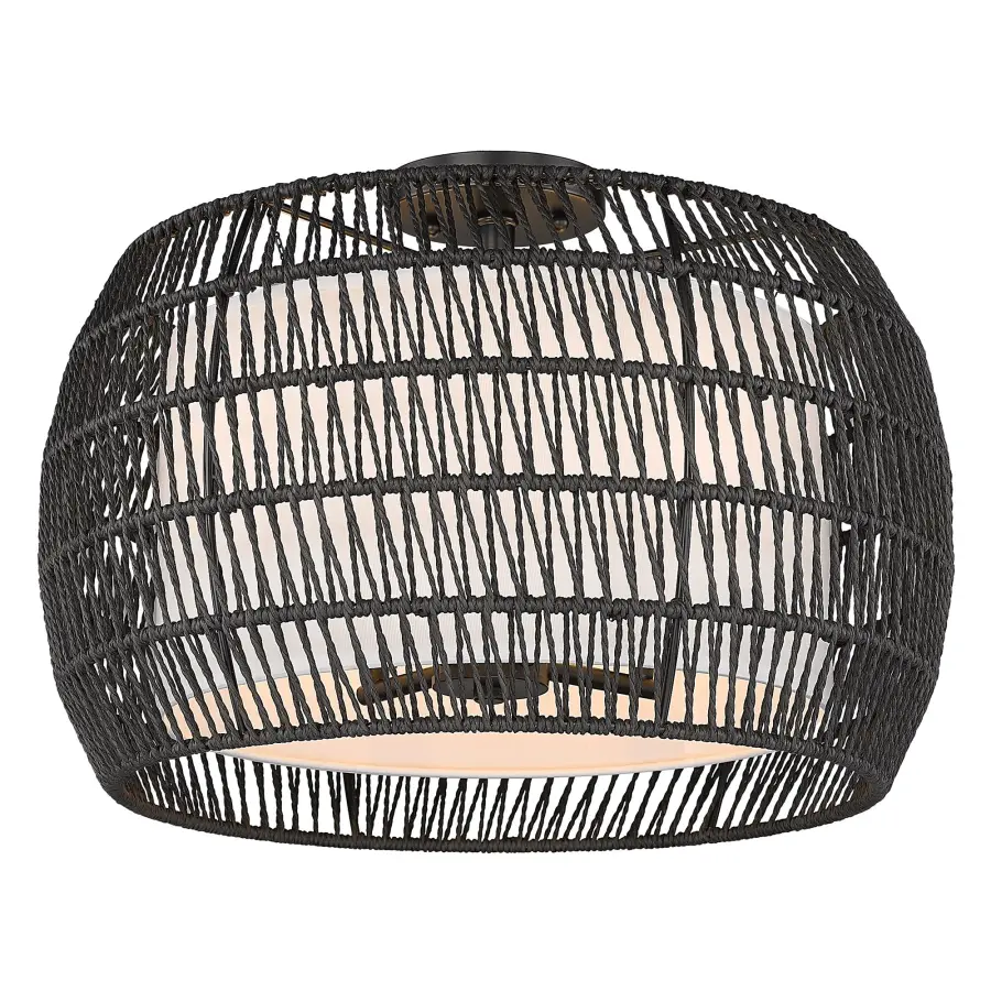 Golden Lighting Everly 4-Light Semi-Flush Mount in Matte Black with Modern Black Rattan Shade - Image 4