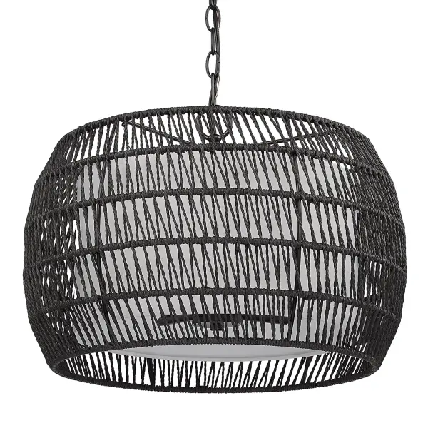 Golden Lighting Everly 4-Light Pendant in Matte Black with Modern Black Rattan Shade - Image 3