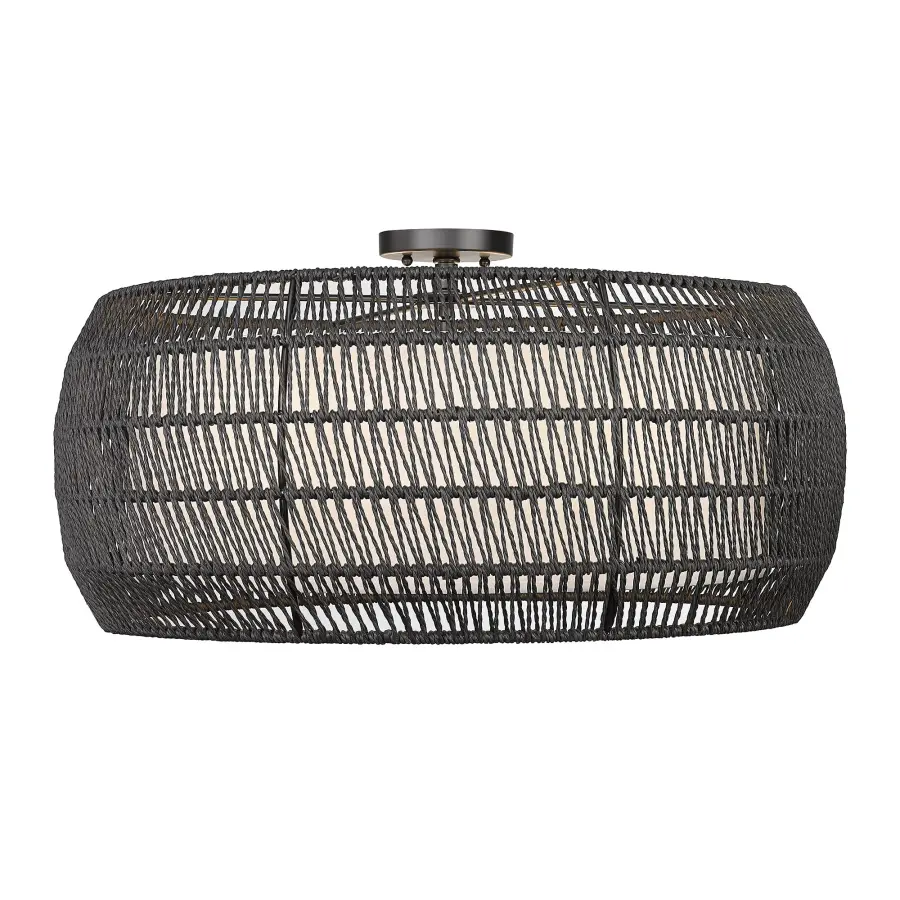 Coastal-Inspired Semi-Flush with Hand-Woven Rattan and Dynamic Light Play - Image 2