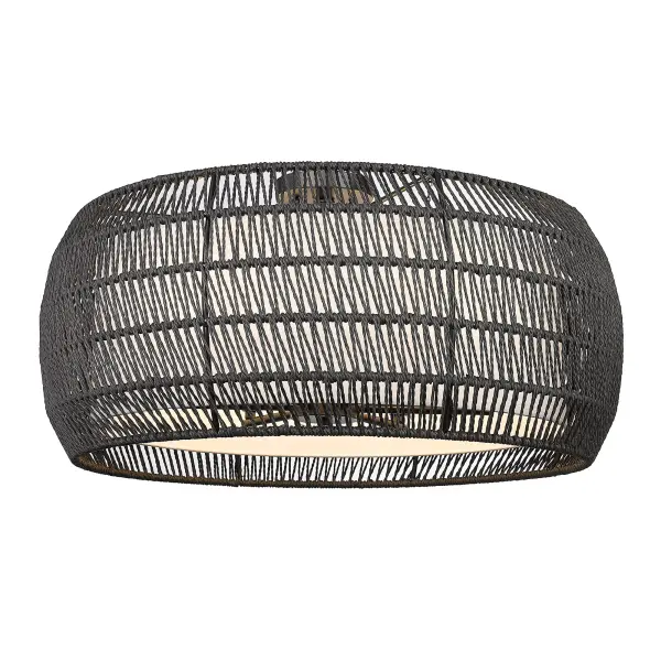 Golden Lighting Everly 6-Light Semi-Flush Mount in Matte Black with Modern Black Rattan Shade - Image 4